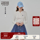 Teenie Weenie小熊女裝長(cháng)袖T恤2025秋季新款半開(kāi)襟溫柔時(shí)尚打底衫 象牙白 L