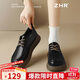 ZHR英倫單鞋女厚底樂(lè )福鞋復古拼色軟底女鞋子日系帶皮鞋JF192黑色38