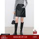自巧小個(gè)子黑色短裙皮裙女秋冬半身裙2024新款設計感高腰直筒半裙 謐黑色 L （5碼）