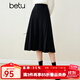 百圖betu女裝秋冬新款半身裙法式百褶高腰顯瘦A字針織裙女2310T76 黑色 S （黑色預售11/19發(fā)貨）
