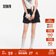 森馬半身裙女設計感肌理蕾絲花邊甜美2025夏新款A字蓬蓬短裙俏皮 黑色90001 L