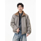 卡圖弛美式高街vintage保暖棉服男裝冬季潮牌痞帥工裝棉衣外套PU皮襖子 灰色 XL