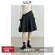 LILY2025秋新款女裝格雷系學(xué)院風(fēng)高腰通勤百褶裙A字半身裙小個(gè)子 509深灰 M