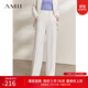 AMII女裝2025秋季新款極簡(jiǎn)通勤純色高腰雙扣微彈休閑西褲闊腿 米白 L 165/72A