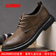 JASONWOOD正品輕奢高端男鞋英倫商務(wù)休閑小皮鞋男士真皮軟底大碼正裝潮鞋子 棕色 【品牌男鞋】 38 【皮鞋碼】