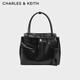 CHARLES&KEITH25冬新品解構設計手提大容量托特包新年禮物送女友CK2-30671795 Noir黑色 L