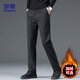 羅蒙（ROMON）休閑褲男士商務(wù)彈力修身褲免燙直筒長(cháng)褲子男裝01KHJH黑32加絨可選