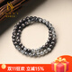 施華索尼亞天然黑曜石手串黑發(fā)晶水晶手鏈雙圈情侶男女款招財轉運首飾品禮物 【收藏級（金曜石）+黑發(fā)晶 珠子10mm