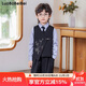 蘿卜唄唄（LUOBOBEIBEI）兒童西裝新中式男童國風(fēng)馬甲花童禮服男孩演出服 黑色四件套 140