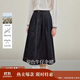 茵曼百搭高腰牛仔半身裙2025秋女裝新款顯瘦a字長(cháng)裙 深牛仔藍 M