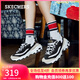 斯凱奇（Skechers）熊貓鞋黑白金休閑運動(dòng)厚底增高經(jīng)典復古季66666228 女款/黑色/金色/BKGD 38