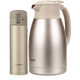 象?。╖O JIRUSHI） 不銹鋼保溫壺保暖瓶1.5L+保溫杯水杯子480ml組合套裝家用大容量 香檳色+香檳色