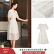 香影白色天絲連衣裙女2025夏季新款圓領(lǐng)燈籠袖抽繩國風(fēng)收腰仙女裙 米白 M 160/84A/95-110斤
