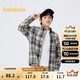 巴拉巴拉童裝男童襯衫長(cháng)袖中大童格子印花襯衣秋冬2024上衣潮208424102101