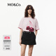 MO&Co.【抗菌防螨】短袖T恤棉質(zhì)櫻桃印花H型寬松落肩圓領(lǐng)粉色 淡粉色 S 160
