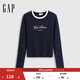GAP女裝2025秋季新款刺繡logo修身圓領(lǐng)針織長(cháng)袖休閑上衣792652 海軍藍 M (165/88A) 亞洲尺碼