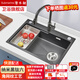 潛水艇（Submarine）手工大單槽304不銹鋼廚房水槽洗碗槽洗菜盆大容量單槽水槽 SGP-SD6846B+（龍頭下水套裝）