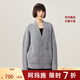 阿瑪施（AMASS）女裝時(shí)尚百搭華夫格V領(lǐng)寬松粗棒厚款針織開(kāi)衫毛衣外套女5499196 灰 L (4碼)