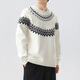 MONPOC復古費爾島針織毛衣男女秋冬季學(xué)院風(fēng)圓領(lǐng)圣誕線(xiàn)衣MOM09米白色XL