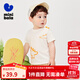 迷你巴拉【純棉親膚T恤】?jì)和绦銽恤夏季新款寶寶打底洋氣透氣上衣 奶白 【恐龍款】 【12.5-16kg】 100