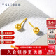 謝瑞麟（TSL）足金黃金耳釘光面圓球簡(jiǎn)約耳環(huán)氣質(zhì)小墜耳飾YK259 約1.45g  工費220元