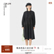 AUM噢姆黑色復古文藝小立領(lǐng)收腰碎褶下擺設計連衣裙 黑色 S