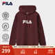 FILA 斐樂(lè )情侶款男女連帽衛衣2025冬季新款休閑寬松加絨保暖長(cháng)袖上衣 【加絨款】深褐酒紅-WI L 175/96A/L