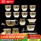 金鑲玉功夫茶具整套裝陶瓷茶壺茶杯送人禮品盒高檔羊脂玉白瓷 富貴山水