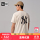 NEW ERA 紐亦華MLB水繪NY LA男女情侶短袖T恤圓領(lǐng)潑墨印花 14179143-象牙白色-NY L