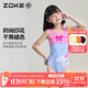 洲克（ZOKE）新款兒童泳衣專(zhuān)業(yè)系列競技比賽女童卡通萌寵連體三角泳衣裝備 淺藍小狗花125404114 150 建議高140-150cm重30-35kg