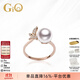 GiO珠寶 Akoya天然海水珍珠戒指18K金蝴蝶戒指生日禮物送老婆 18K金 珍珠8-8.5mm