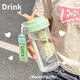 OUOETY5號pp pe pc材質(zhì)水杯 2024夏天帶吸管水杯女生高顏值大容量水壺塑 提繩吸管杯600ml綠+茶倉+杯刷+N