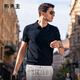 布先生海鷗領(lǐng)針織涼感T恤男士短袖透氣速干商務(wù)POLO 鋼琴黑 L (175)