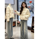 鹿王戀雪新中式盤(pán)扣羽絨棉服女冬季2025年新款設計感洋氣減齡短款棉襖外套 米白色 L 100-120斤