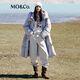 MO&Co.羽絨服90鴨絨高領(lǐng)連帽輕暖高密防鉆絨雙門(mén)襟中長(cháng)款摩安珂 灰白色 S /160