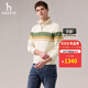 哈吉斯（HAZZYS）男裝 2025秋季新款半開(kāi)襟衛衣通勤撞色條紋長(cháng)袖T恤男ABTZE0CDE06 乳白色IV L （175/96A 48）