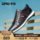 零度男鞋運動(dòng)鞋男休閑皮鞋韓版百搭潮流軟面皮戶(hù)外跑步鞋板鞋子男 偏大一碼-黑色 40