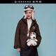 佐丹奴 [史努比聯(lián)名]連帽外套女裝刺繡加絨寬松仿麂皮夾克18375712 08摩卡棕 M
