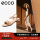 愛(ài)步（ECCO）涼鞋女 夏季方頭一字帶通勤休閑百搭粗跟涼鞋 雕塑233803 淺棕色23380361103 38