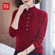 紅豆（Hodo）中年媽媽秋冬裝新年紅色毛衣針織衫中老年人女保暖內搭打底衫上衣