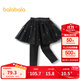 巴拉巴拉童裝兒童褲子加絨女童甜美網(wǎng)紗裙褲秋冬長(cháng)褲文藝表演服潮 黑色90001 100