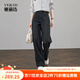婭麗達彈力自由褲闊腿牛仔褲女2025新款秋寬松遮肉垂順直筒褲 夜爵黑(A0) 27