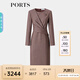PORTS寶姿女裝2025秋季新款深紫色質(zhì)感肌理收腰連衣裙 深紫色 S （4）