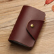 萊戈斯詩(shī)卡包男士手工牛皮多卡位大容量超薄復古信用小巧名片卡夾真皮證件 酒紅色