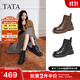 他她（TATA）加絨靴子女2025秋冬款英倫工裝靴厚底馬丁靴真皮短靴WXB06DD5 黑色（單里） 37
