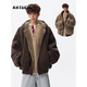 卡圖弛兩面穿仿兔毛棉服男冬季保暖外套寬松潮流高街痞帥連帽棉襖子衣服 深棕色 XL