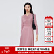 BUOUBUOU2025秋冬新品高端女士精品法式優(yōu)雅高腰蕾絲拼接輕奢羊毛連衣裙女 粉色R25 S
