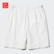 優(yōu)衣庫男裝女裝高彈力休閑短褲寬松休閑運動(dòng)褲起居褲可外穿475827 01 乳白色 M