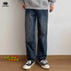 SWAMP AREA復古水洗做舊男秋冬季直筒牛仔褲休閑長(cháng)褲K8374青藍色XL