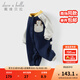 戴維貝拉（DAVE＆BELLA）嬰幼兒睡衣加絨男寶爬服0-6個(gè)月寶寶衣服冬裝新款幼童連體衣 藏青色【現貨】 90cm （建議身高80-90cm）